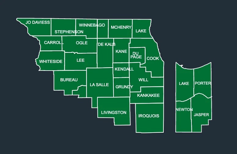 Map of LeafGuard gutters in Chicago