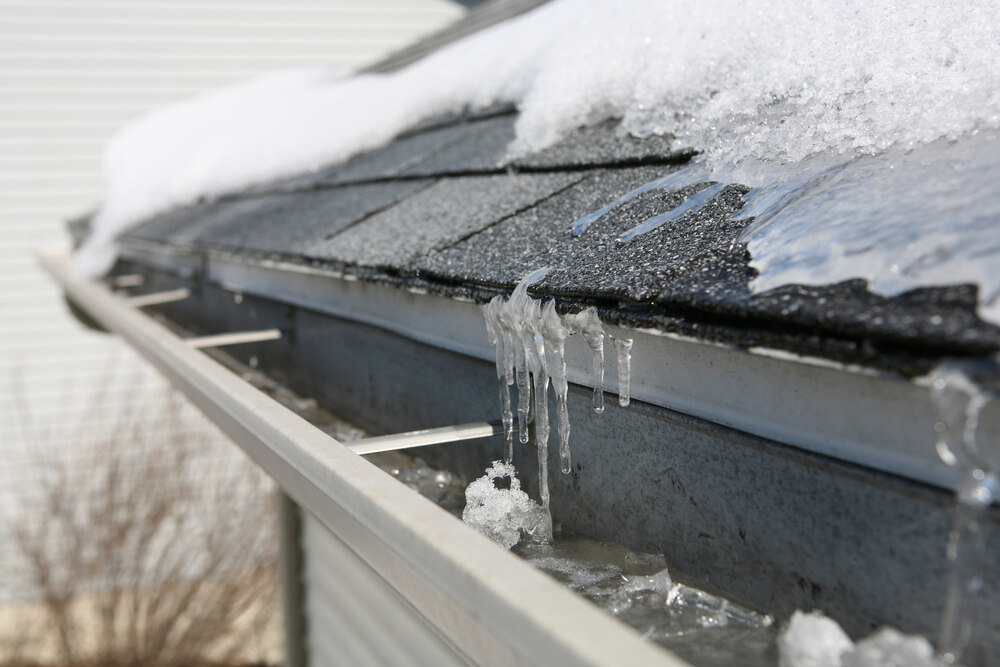 gutter with ice and snow