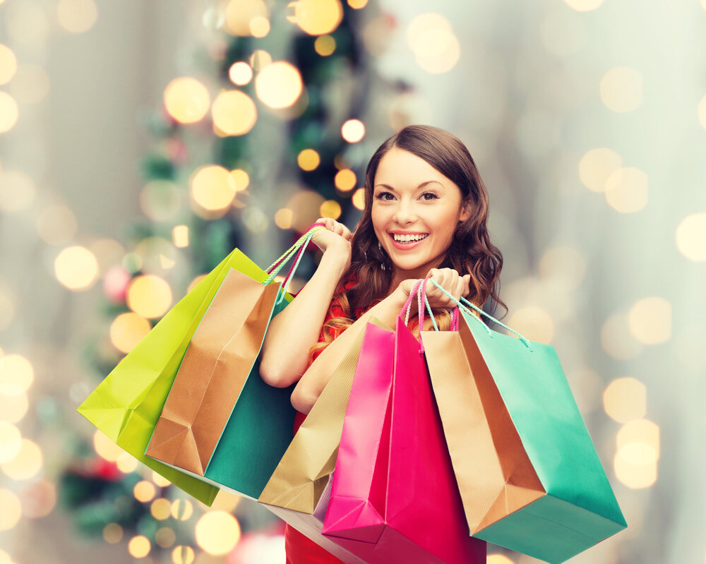 woman doing holiday shopping